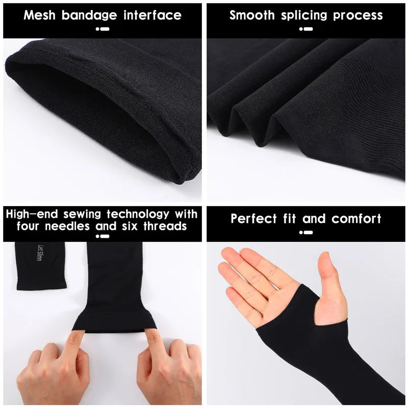 Close-up images showing the process of making a mesh bandage interface, smooth splicing, and the final fit of fingerless arm 
