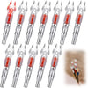 A collection of lighted arrow nocks for archery, shown in various orientations and close-ups.