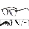 Black square frame glasses for men shown with close-up views of the hinge and temple