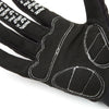 Black cycling gloves with white skeleton print detailing on the palm and fingers