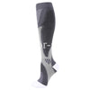 A pair of gray graduated compression socks for sports and recovery