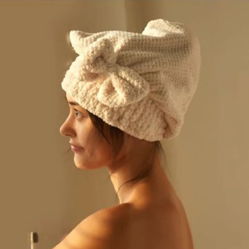 Quick-Dry Microfiber Hair Towel Wrap with Bowknot