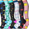 A variety of colorful compression elastic socks featuring various patterns and designs for sports and daily wear.