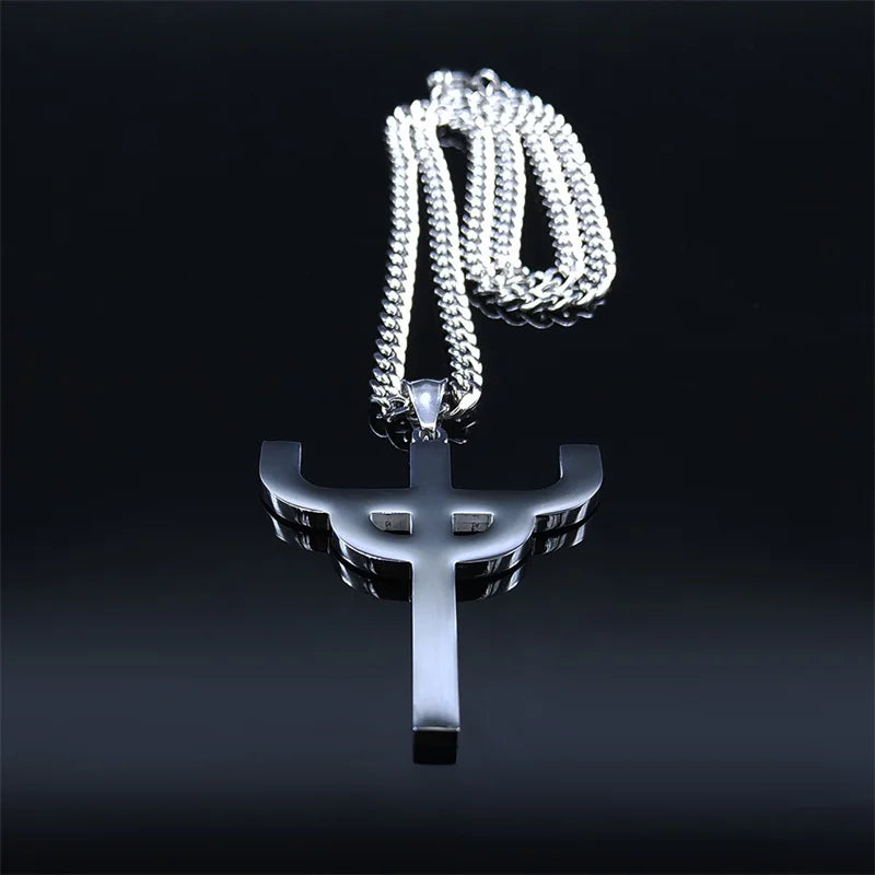 Gothic Stainless Steel Cross Pendant Necklace
