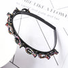 Black double layer headband decorated with colorful pearls and rhinestones