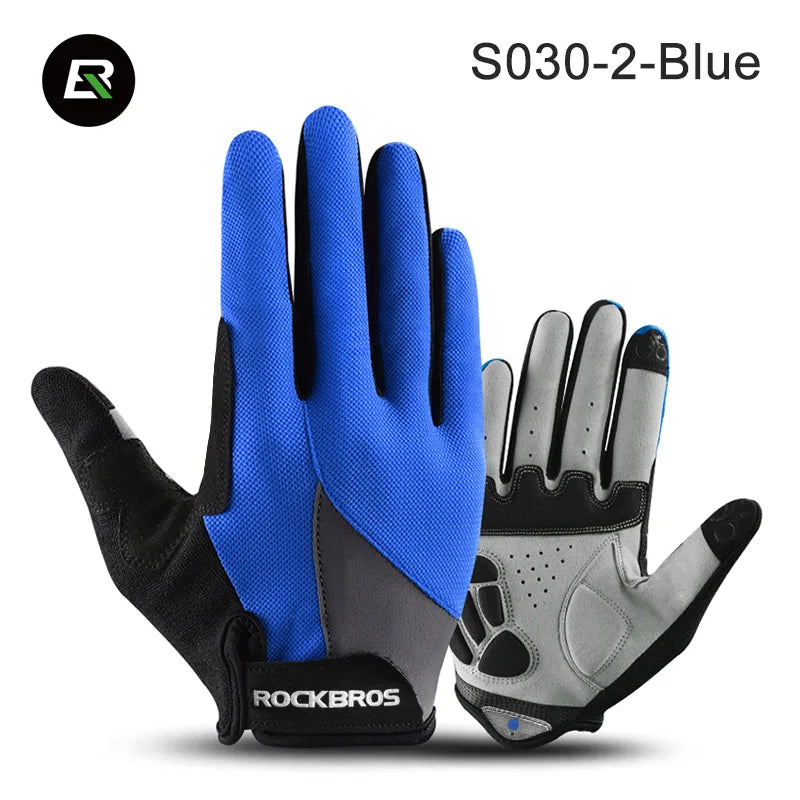 A pair of S030-2-Blue All-Weather Cycling and Riding Gloves shown in black and blue.