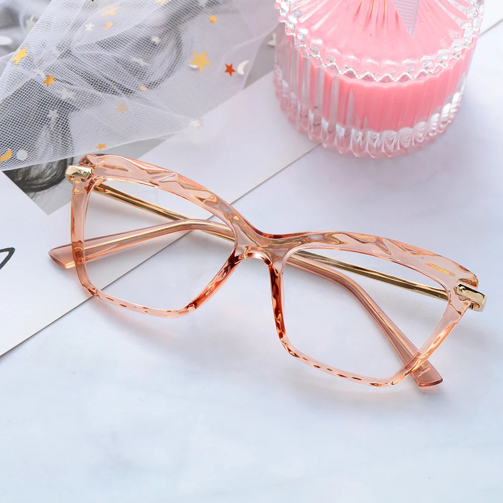 Vintage Cat-Eye Eyeglass Frames with Faceted Crystal Details