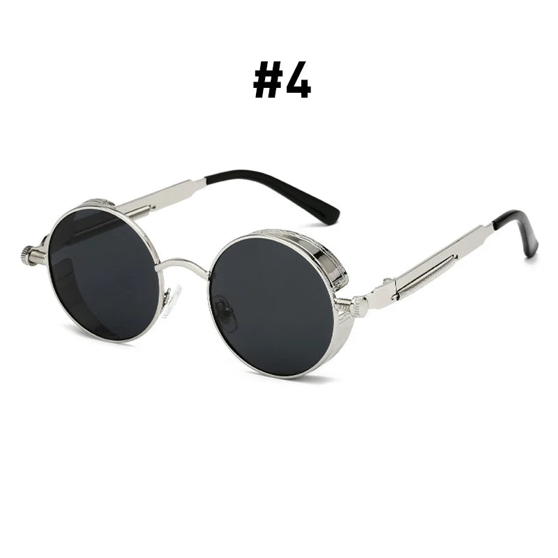 Steampunk Round Sunglasses with Alloy Frame and UV400 Protection