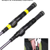 A black and yellow hand positioning grip trainer for creating muscle memory, shown in various angles.