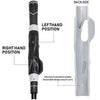 A portable golf swing grip trainer shown in left and right hand positions and a back view.