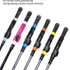 A set of portable golf grip trainers in various colors and designs for hand positioning practice.