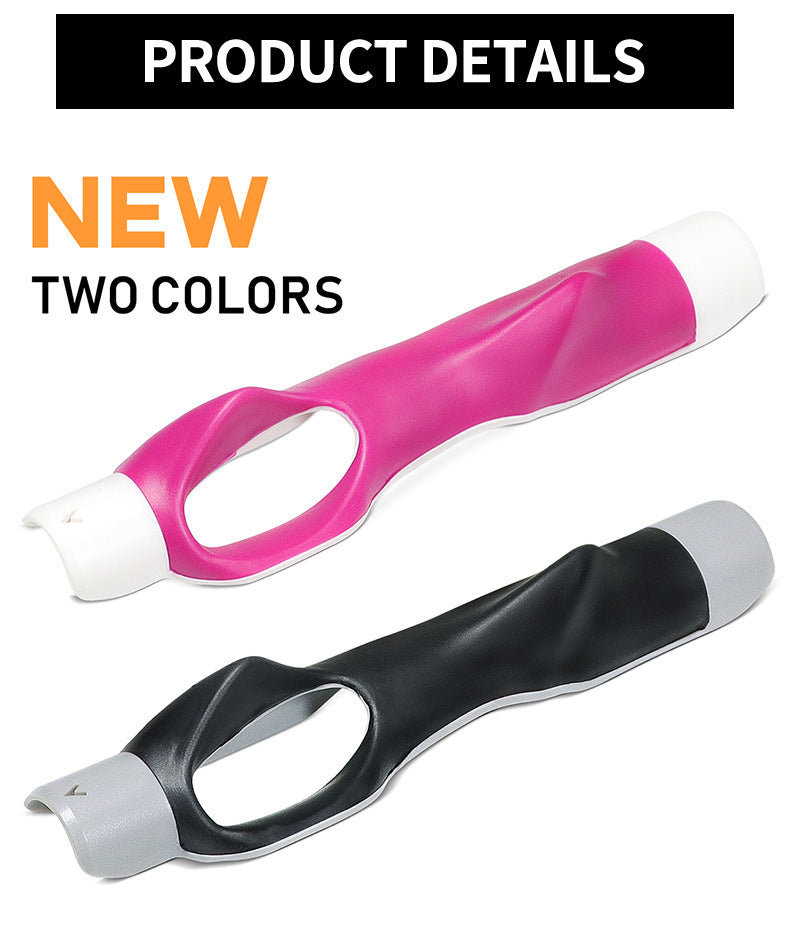 A new portable golf swing grip trainer shown in two colors: pink and black.