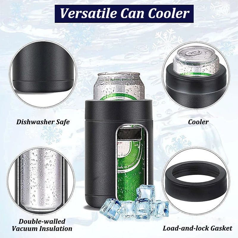 Cooler noir polyvalent avec isolation double paroi et joint à verrouillage.