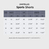 Size chart for Histello Sports Shorts showing measurements in centimeters and inches for various sizes.
