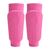 A pair of bright pink lightweight soccer shin guards for calf protection.