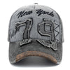 Vintage Washed Cotton Baseball Cap with Letter Embroidery