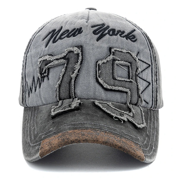Vintage Washed Cotton Baseball Cap with Letter Embroidery