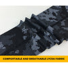 Black camouflage patterned Lycra fabric compression arm sleeves for recovery and support