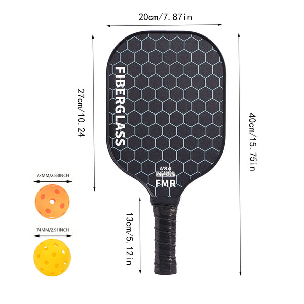 2-Piece Fiberglass Pickleball Paddle Set with 4 Balls for Beginners
