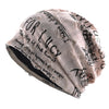 Vintage Letter Print Beanie Hat with Fleece Lining