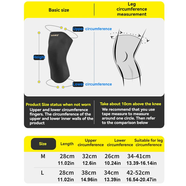 Diagram showing size measurements for a knee sleeve leg circumference.