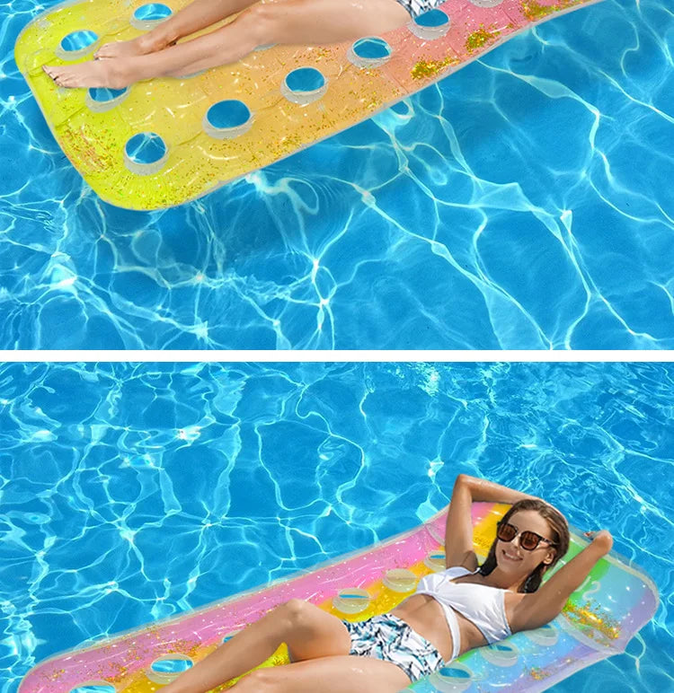 Striped Inflatable Pool Hammock for Adults