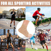 A collection of images showing pre-cut kinesiology support tape used for various sporting activities like running, cycling, a