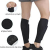 Black nylon fabric leg guards with double silicone anti-slip strips for sports protection