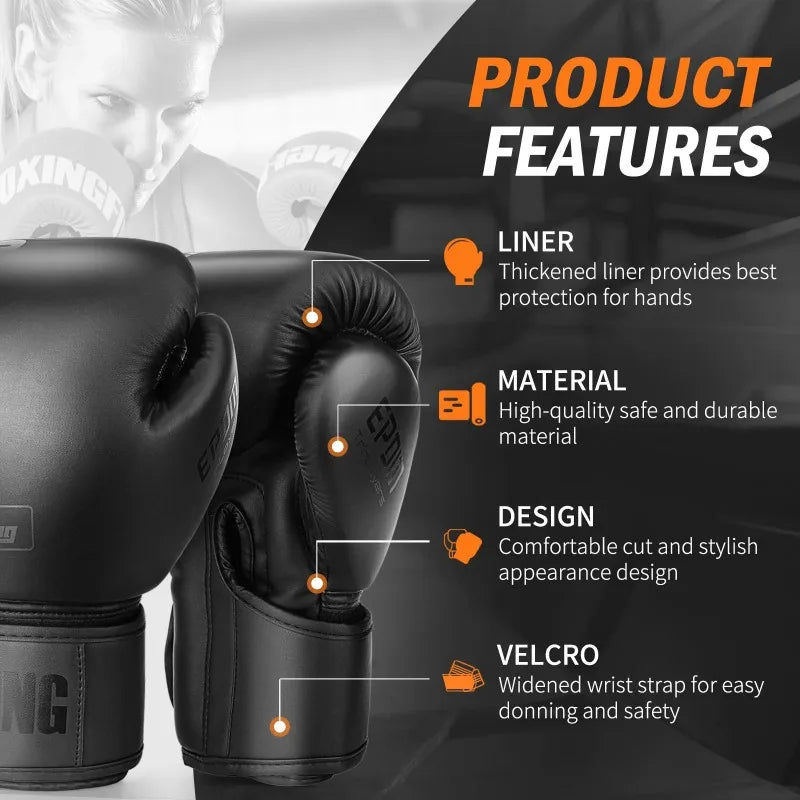 Professional PU Leather Boxing Gloves for Training and Sparring