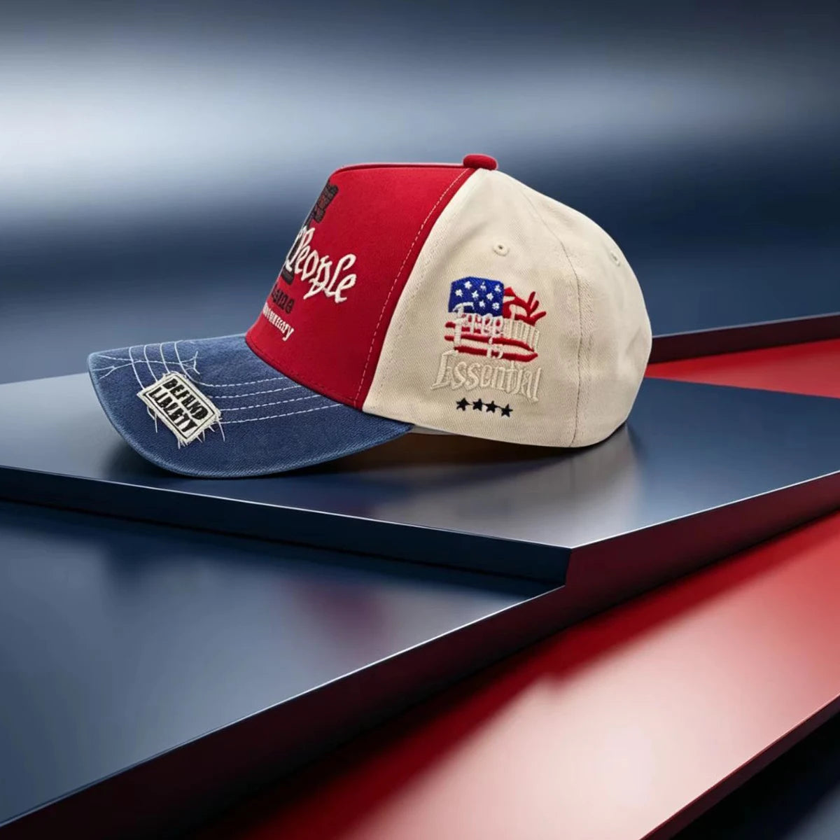 American Washed Baseball Cap with 'We the People' Commemorative Embroidery