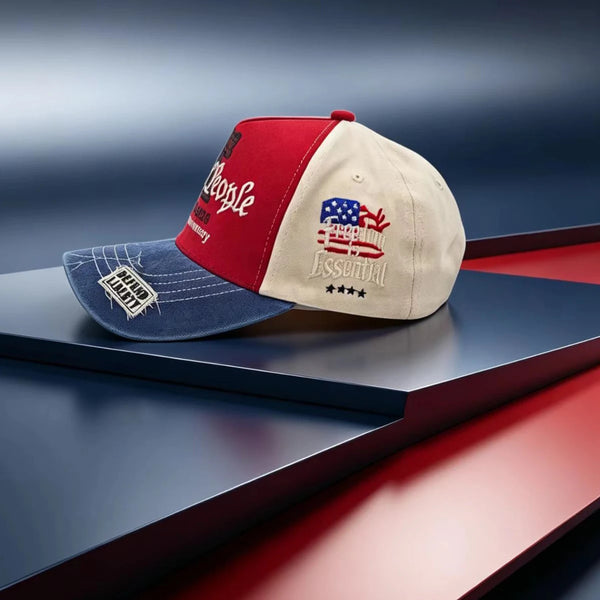 American Washed Baseball Cap with 'We the People' Commemorative Embroidery