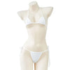 White halter neck two-piece triangle bikini set displayed on a mannequin.