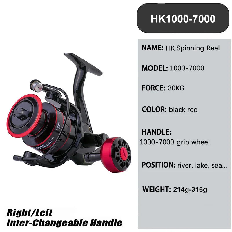 High-Speed Spinning Fishing Reel with Interchangeable Handle