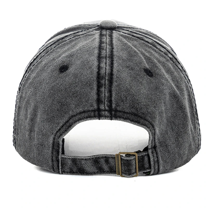 Vintage Washed Cotton Baseball Cap with Letter Embroidery