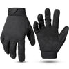 A pair of black tactical touch screen outdoor gloves shown with the palm facing up.