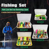 A fishing set featuring various bait forms and lures packaged in multiple boxes.