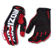A pair of black and red Motocross and off-road cycling gloves shown against a white background.