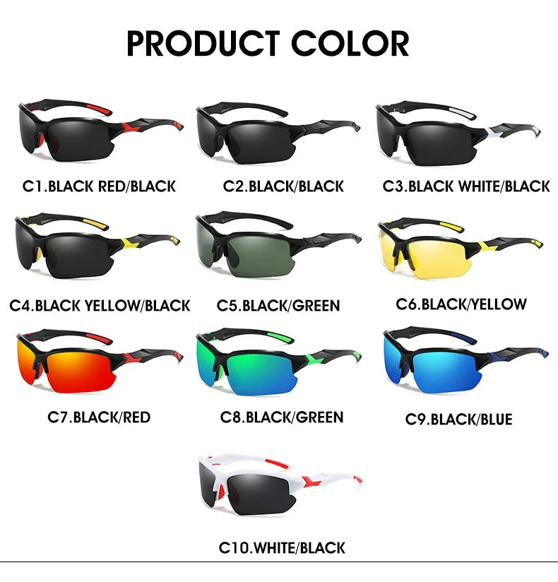 Polarized Half-Frame Sport Sunglasses with Anti-Glare Lenses