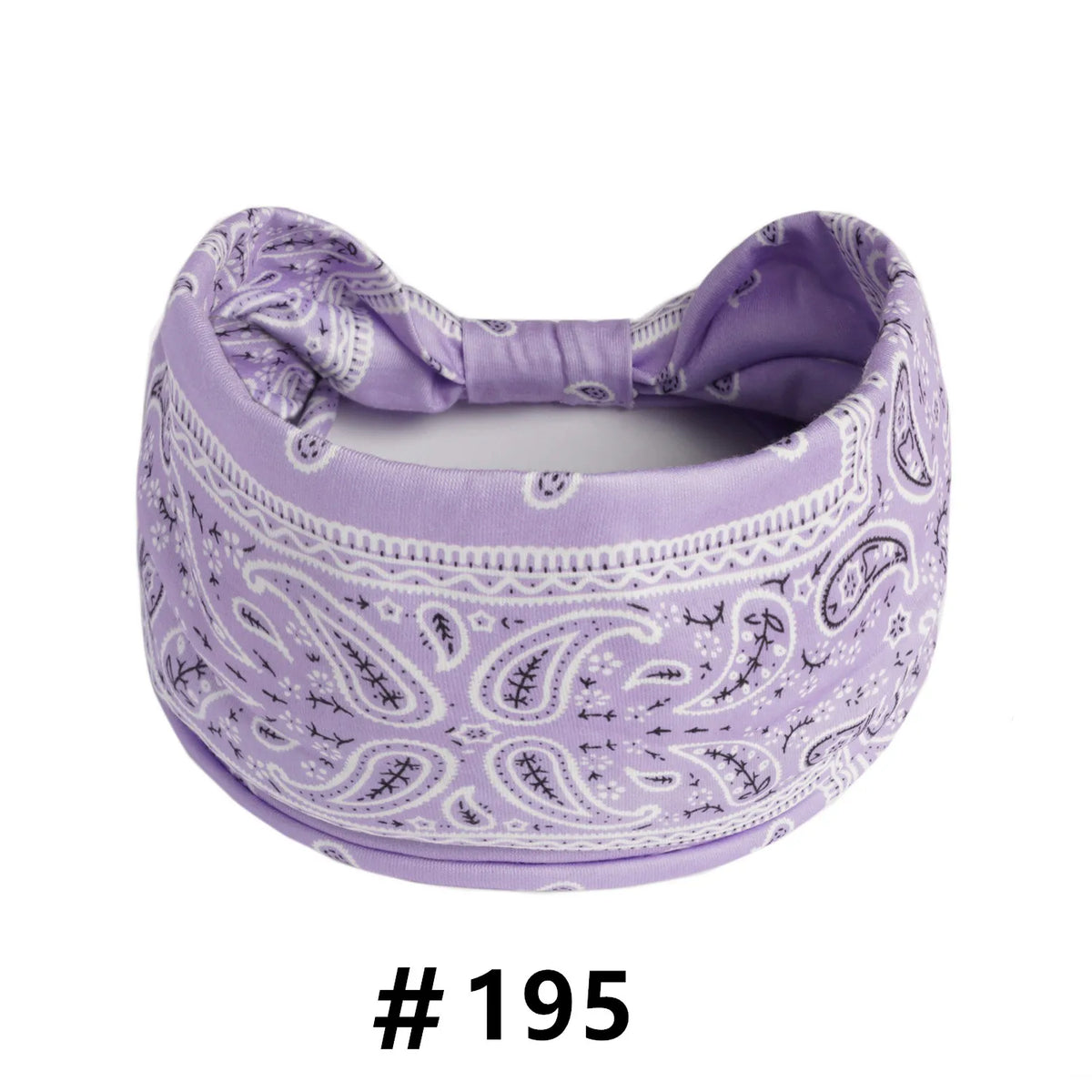 Purple boho print cotton headband with a tie detail