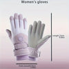 A pair of light pink insulated touchscreen windproof winter gloves shown against a white background.