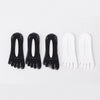 A pack of five ultra-thin invisible boat socks, three black and two white, laid out side by side.