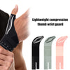 Lightweight compression thumb wrist guard shown on a hand, with variations in color and size.