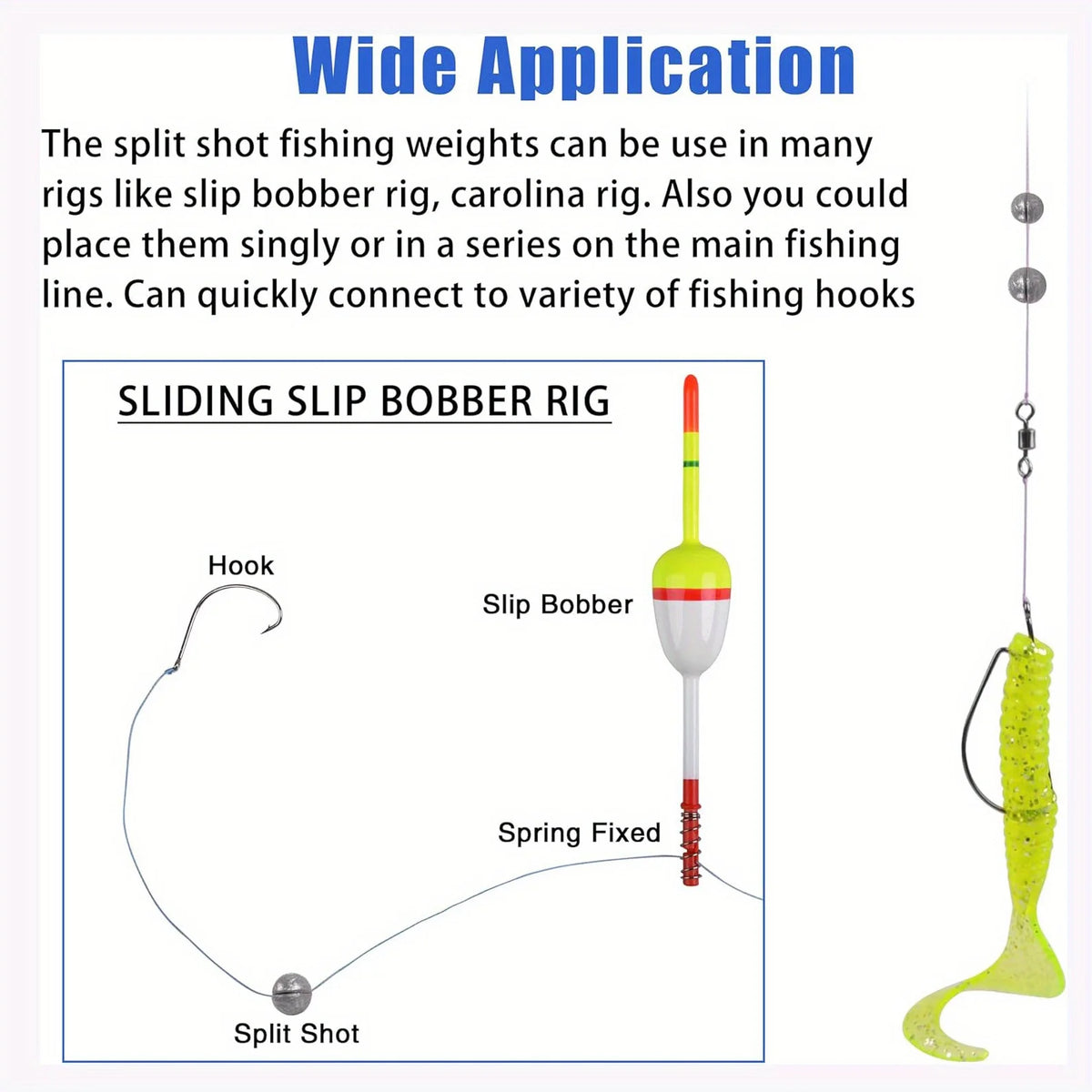 Assorted Removable Split Shot Sinkers for Fishing