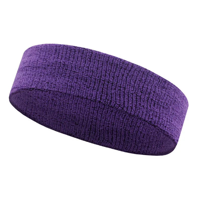 A purple moisture-wicking athletic headband shown from the side.