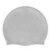 A smooth, light gray waterproof silicone swim cap for adults and children.