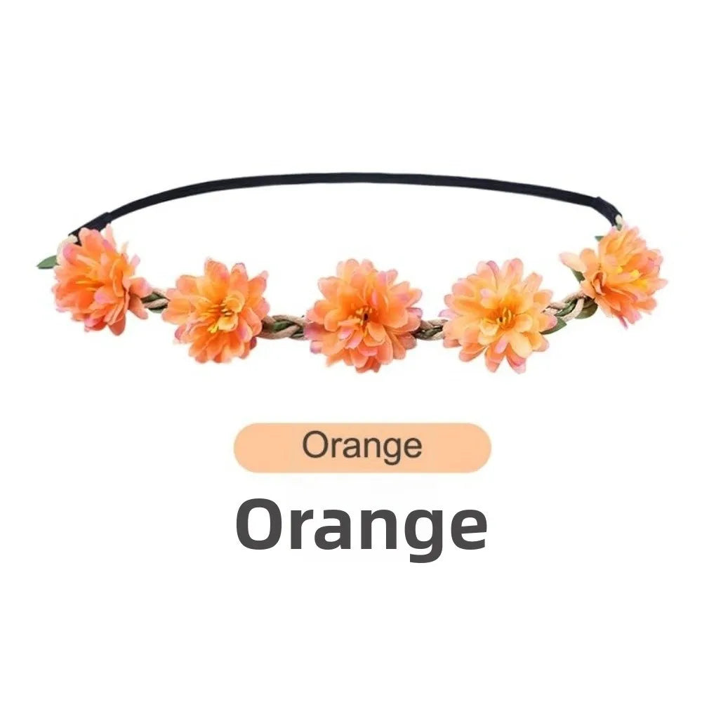 Orange floral rose wreath crown headpiece
