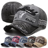 Vintage Washed Cotton Baseball Cap with Embroidered Cow Head