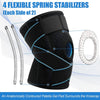 Black knee brace with four flexible spring stabilizers surrounding the kneecap gel pad