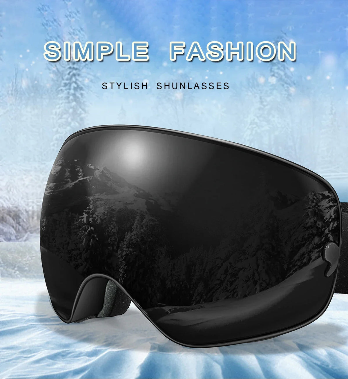 Outdoor Ski Goggles with Protective Case and Anti-Fog Lenses