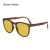 Brown-yellow vintage oversized retro sunglasses with brown frames and yellow lenses